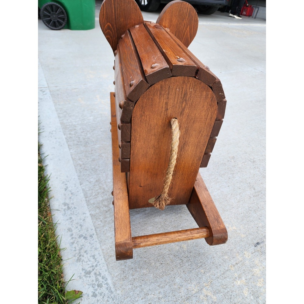 Mid-Century Modern Wooden Rocking Elephant Handmade Child Rocking Toy Home Decor - Picture 6 of 10